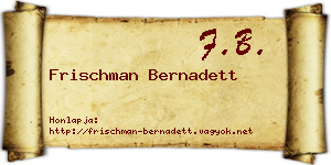 Frischman Bernadett névjegykártya